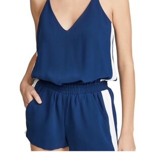 Amanda Uprichard Navy and White stripe track romper